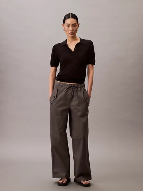 Grey Cotton Stretch Cargo Pants  Women