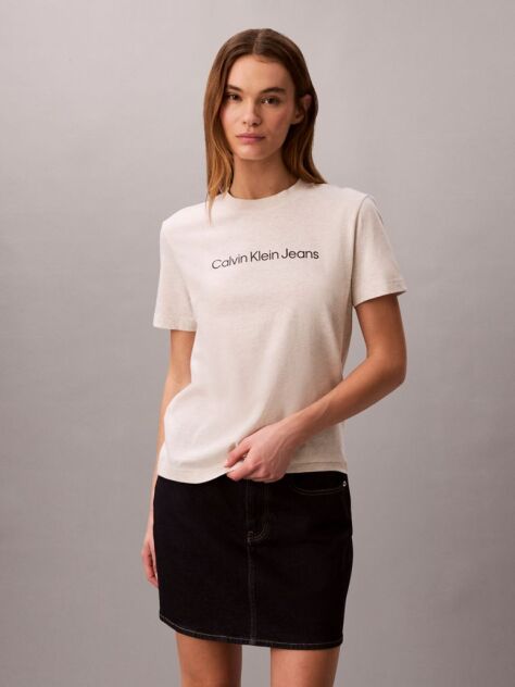 Μπεζ Κοντομάνικο T-Shirt  Γυναίκα