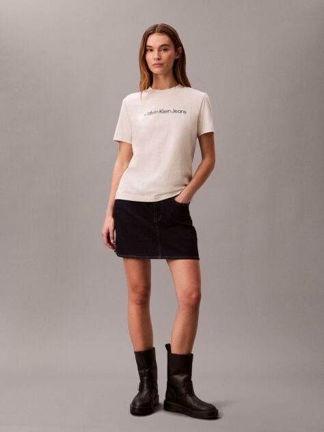 Μπεζ Κοντομάνικο T-Shirt  Γυναίκα
