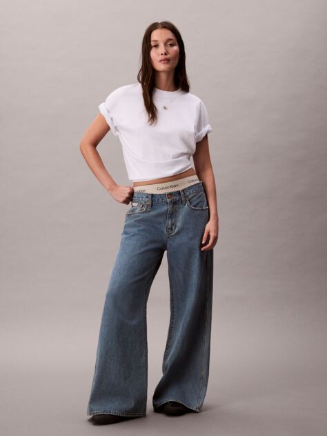 Λευκό Κοντομάνικο Oversized T-shirt  Γυναίκα