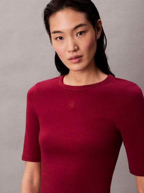 Red Rib Midi Dress  Women