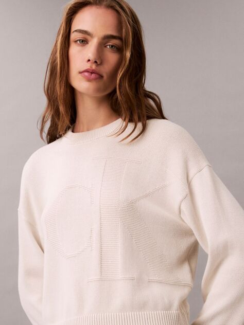 White Long Sleeve Smooth Cotton Sweater  Women