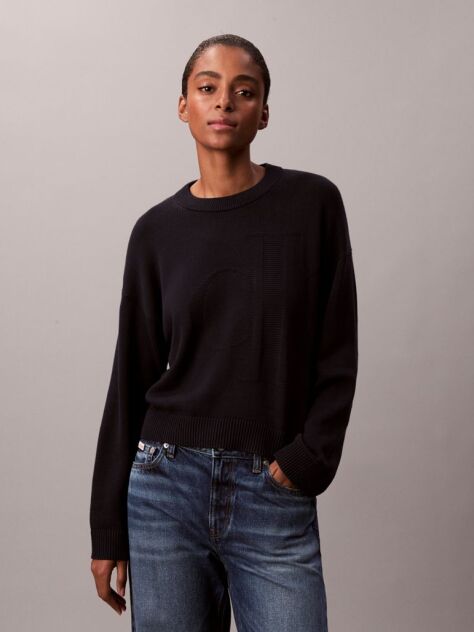 Blue Long Sleeve Smooth Cotton Sweater  Women