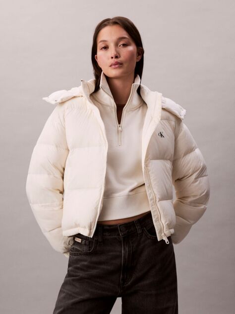 White Short Down Puffer Jacket  Women