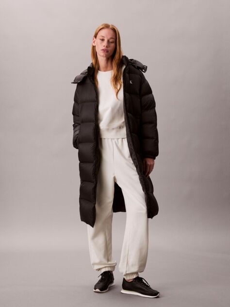 Black Hooded Down Puffer Coat  Women