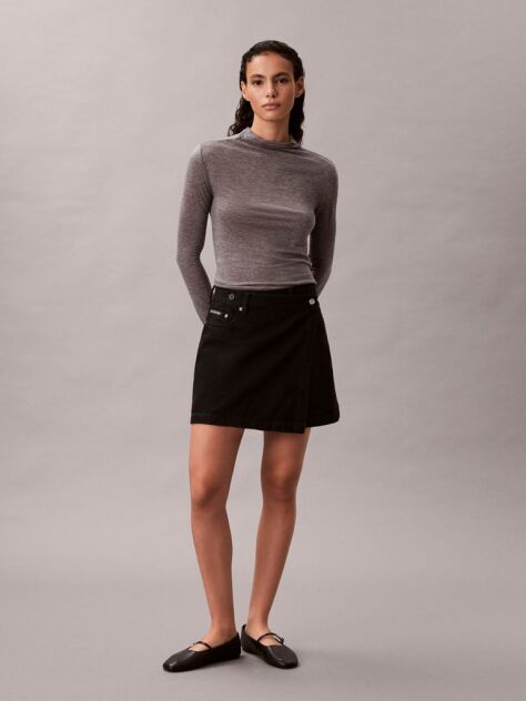 Black Denim Mini Wrap Skirt  Women