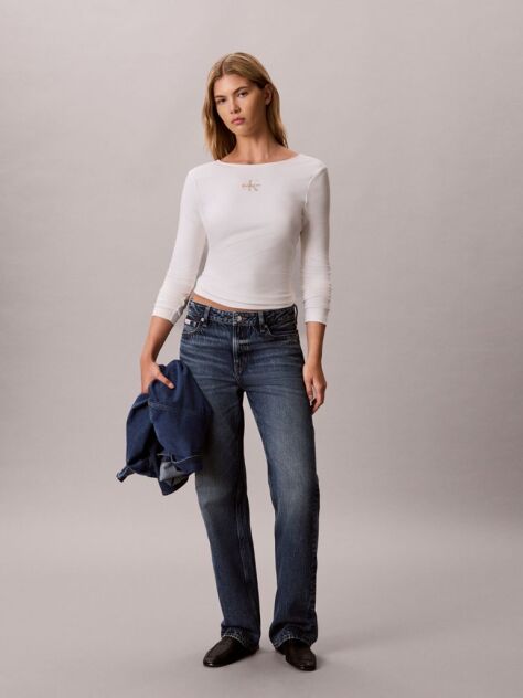 White Monologo U-Back T-Shirt  Women