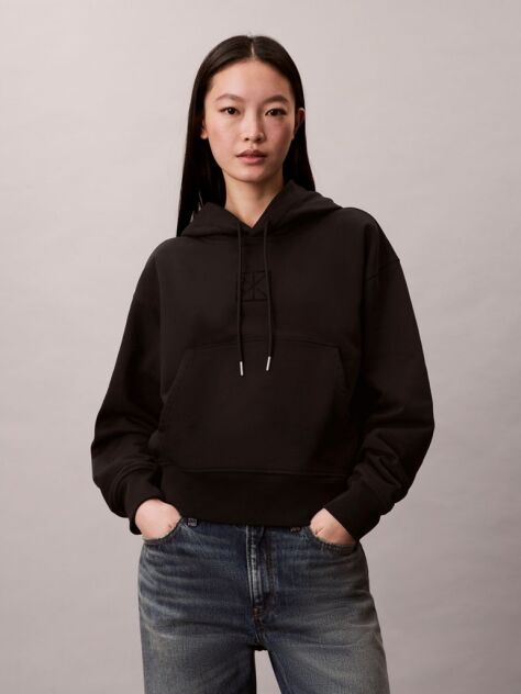 Black Relaxed Premium Terry Hoodie  Women