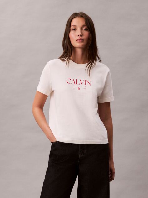 Λευκό T-Shirt Με Γραφικό Τύπωμα Και Slim Γραμμή  Γυναίκα
