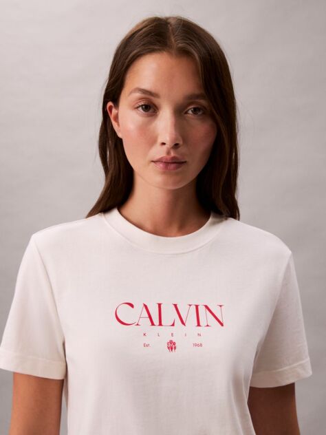 Λευκό T-Shirt Με Γραφικό Τύπωμα Και Slim Γραμμή  Γυναίκα
