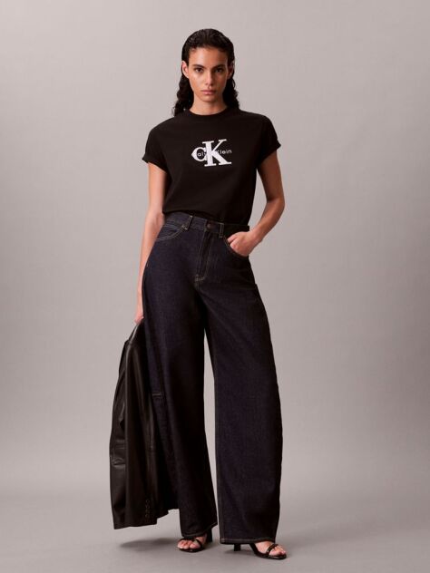 Black Shine Monologo Graphic Classic T-Shirt  Women
