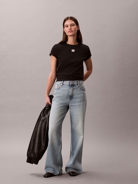 Black Soft Cotton Badge T-shirt  Women
