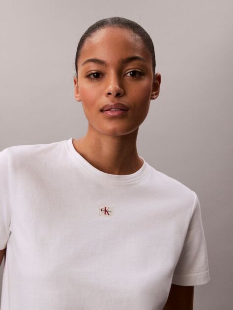 White Soft Cotton Badge T-shirt  Women