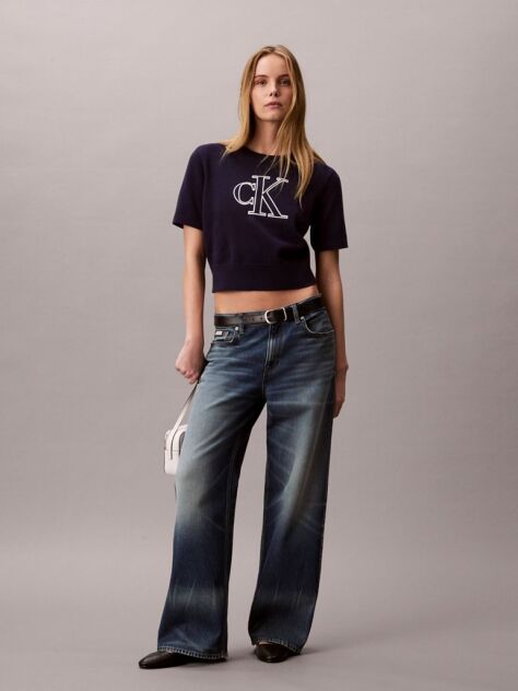 Blue Short Sleeve Monogram Jumper  Women