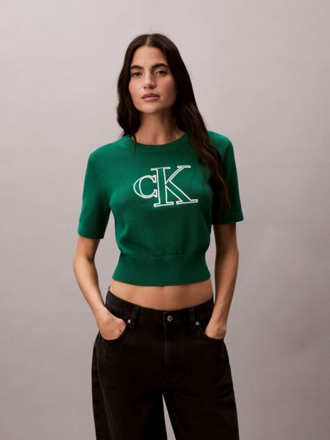 Green Short Sleeve Monogram Jumper  Women