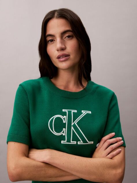 Green Short Sleeve Monogram Jumper  Women