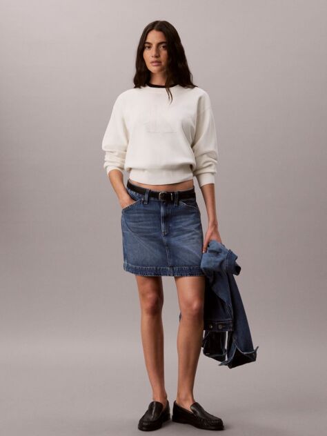 White Textured Knit Monogram Jumper  Women