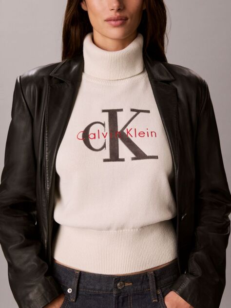 White Monologo Turtleneck Jumper  Women