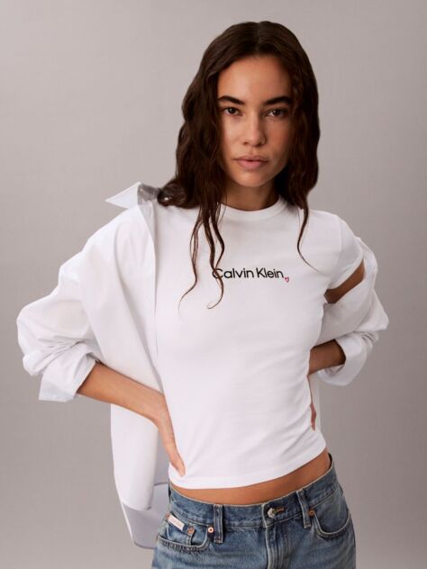 White Slim Heart Logo T-shirt  Women