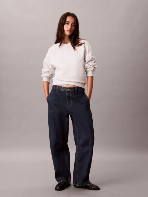 Denim Relaxed Cargo Barrel Jeans  Women