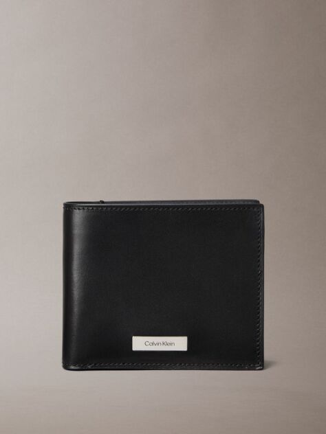 Black Plaque Logo Bifold Wallet  Men