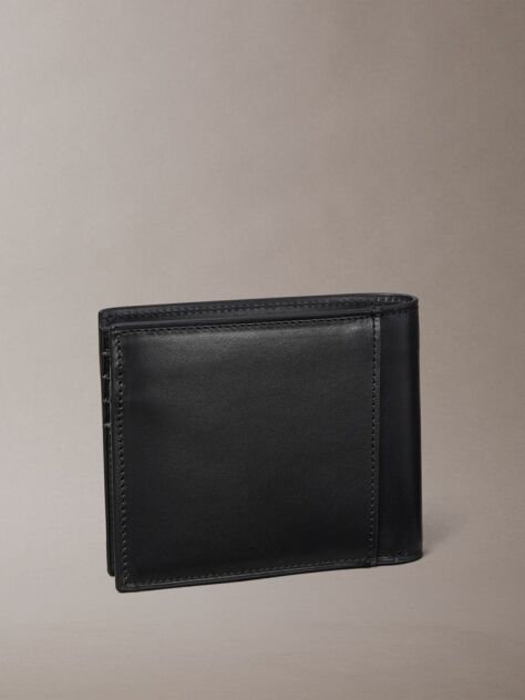 Black Plaque Logo Bifold Wallet  Men