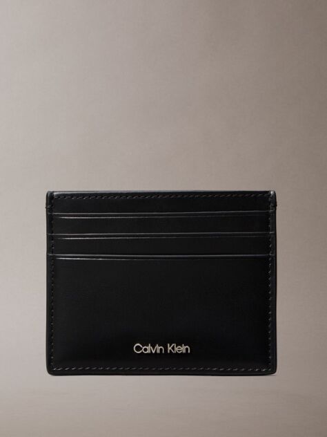 Black Logo Leather RFID Cardholder  Men