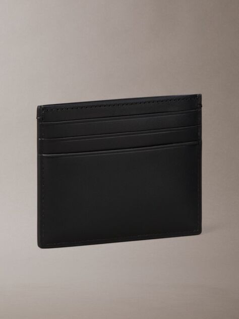Black Logo Leather RFID Cardholder  Men