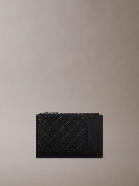 Black Allover Emblem Logo Card Holder  Men