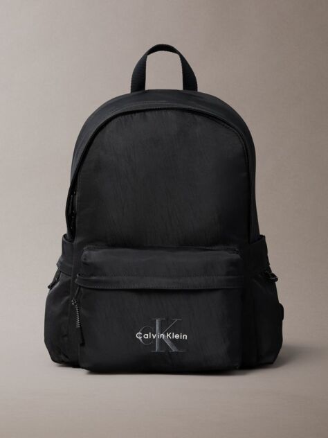 Black Monogram Logo Backpack  Men