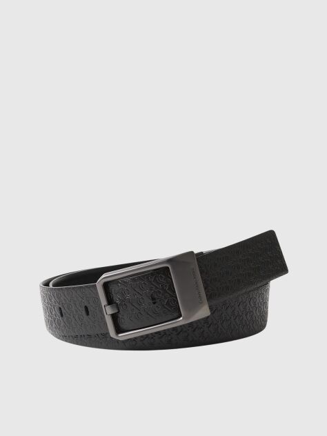 Black Leather Buckle Belt  Men