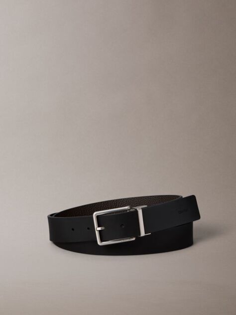Black Reversible Full-Grain Leather Belt  Men