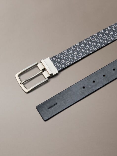 Grey Reversible Logo Belt  Men