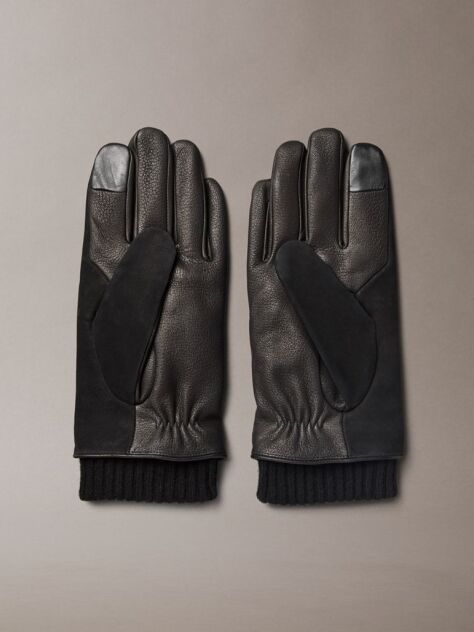 Black Soft Leather Touchscreen Gloves  Men
