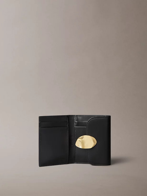 Black Leather RFID Trifold Cardholder  Women