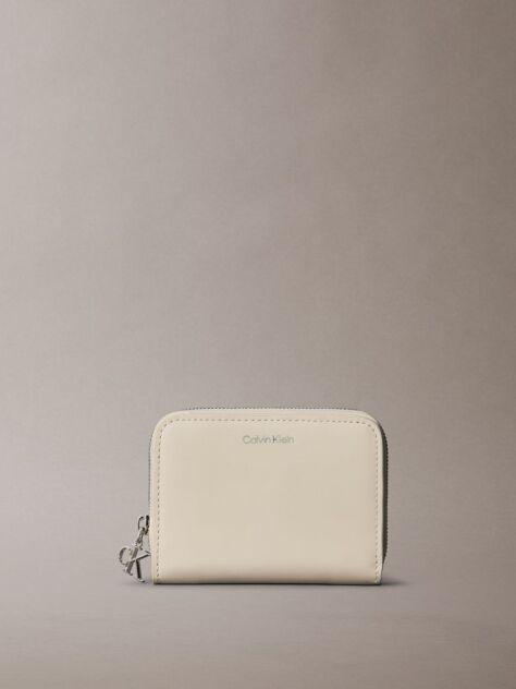 White Leather Medium Zip Wallet  Women