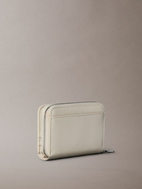 White Leather Medium Zip Wallet  Women