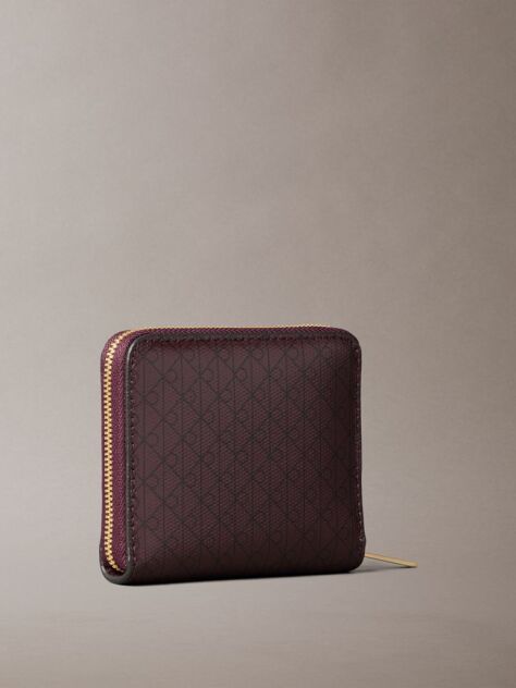 Red Allover Monogram Square Zip Wallet  Women