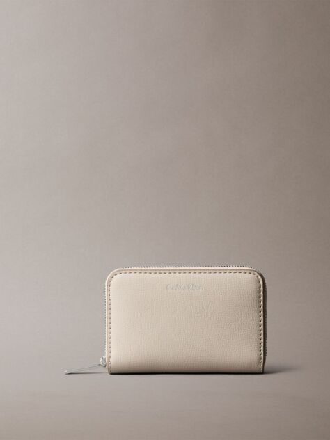 Beige Foil Logo Square Zip Wallet  Women