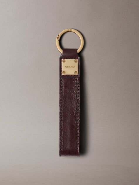 Red Allover Monogram Logo Key Fob  Women