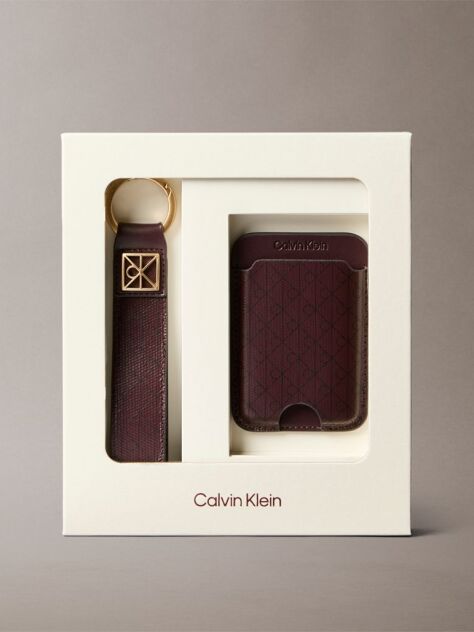 Red Monogram Logo Key Fob and Card Holder  Women