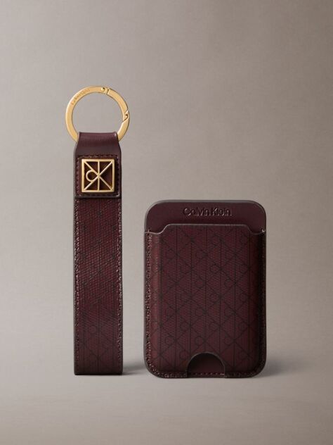 Red Monogram Logo Key Fob and Card Holder  Women