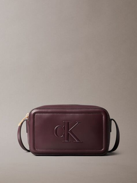 Red Embossed Monogram Logo Camera Bag  Women