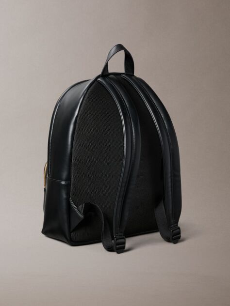 Black Embossed Monogram Logo Backpack  Women