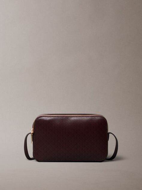 Red Allover Monogram Logo Camera Bag  Women