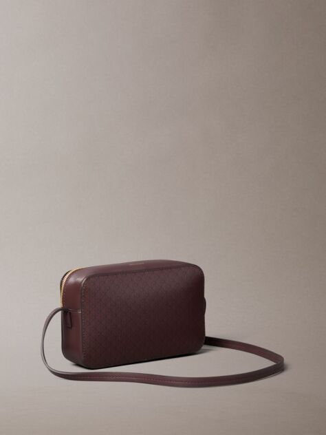 Red Allover Monogram Logo Camera Bag  Women