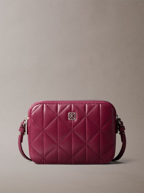 Pink Quilted Emblem Logo Double Zip Camera Bag  Women