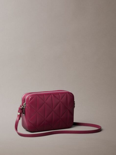 Pink Quilted Emblem Logo Double Zip Camera Bag  Women
