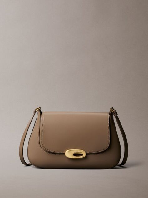 Beige Engraved Medium Flap Crossbody Bag  Women