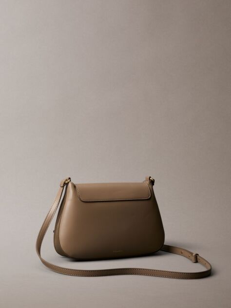 Beige Engraved Medium Flap Crossbody Bag  Women
